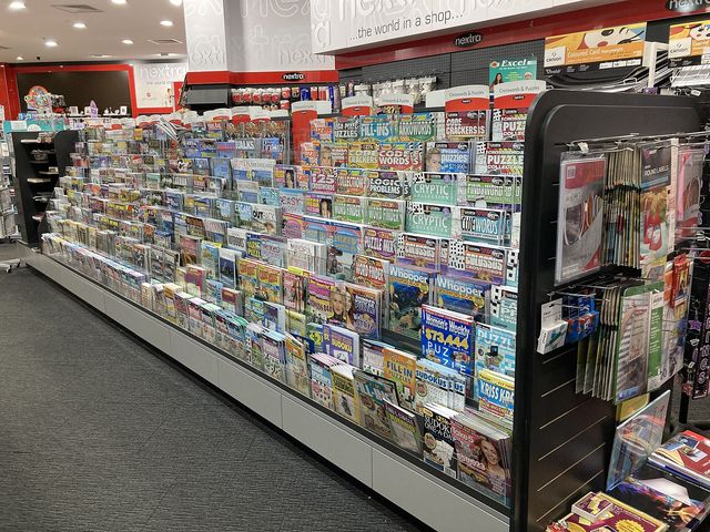 Magazines and other publications for sale in a newsagent in the South.Point shopping centre