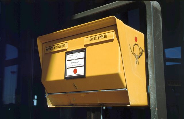 West Berlin mailboxes had two mail slots. This allowed letters sent within West Berlin (Berlin(West)) to be separated fr